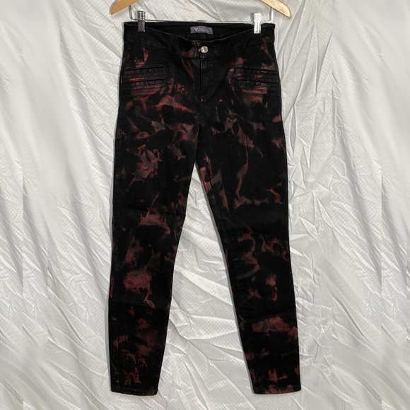 GUESS Los Angeles LA Painted Jeans, Black w Red Splatter Design. Size 28 / US 6 - Picture 2 of 7